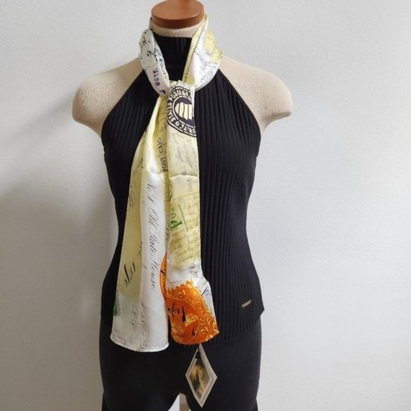 Victorian Trading Co "old Post Cards" Design 100% Silk Scarf - Picture 1 of 10